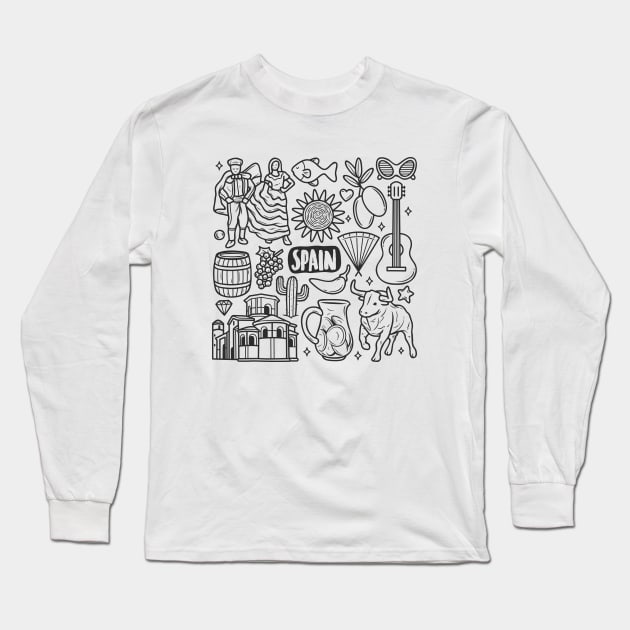 Spain Long Sleeve T-Shirt by Mako Design 